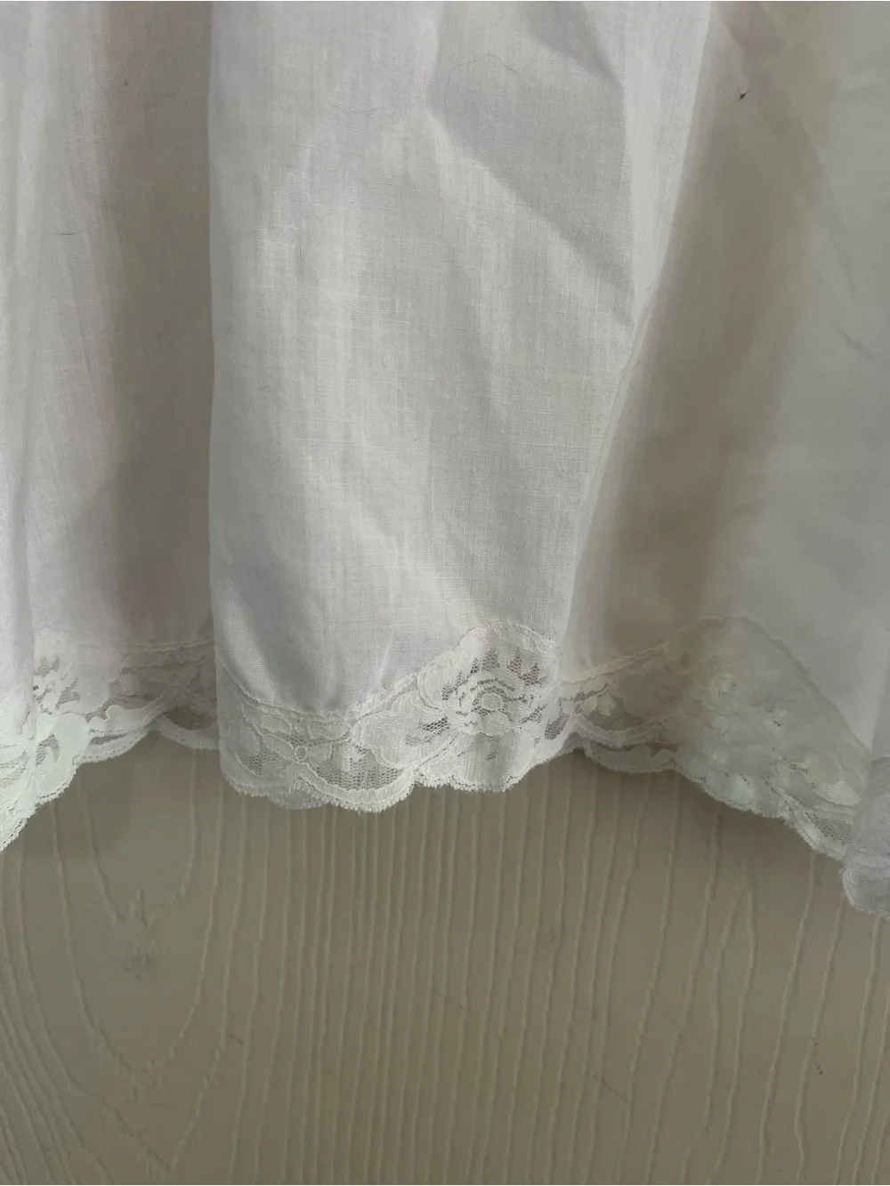 VTG Edwardian Victorian Lace Linen Blend 1950s Sheer Ivory Slip Dress XL - Picture 4 of 5